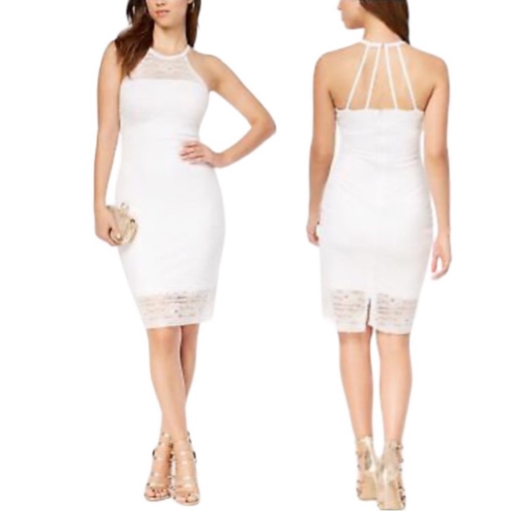 Guess illusion halter Dress Women’s Size 8 White Lace